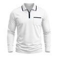 thumbnail image 7 of Men's Polo Shirts Zip Long Sleeve Classic T-Shirts Casual Golf Shirts Stylish Collared Tee, M, 7 of 7