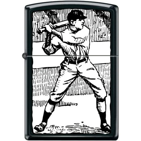 Zippo Lighter-Bw Baseball Player Black Matte Windproof Lighter #Z5433