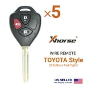 5 Xhorse Universal Wire Remote Key Toyota Style Flat Right 3 Buttons XKTO04EN