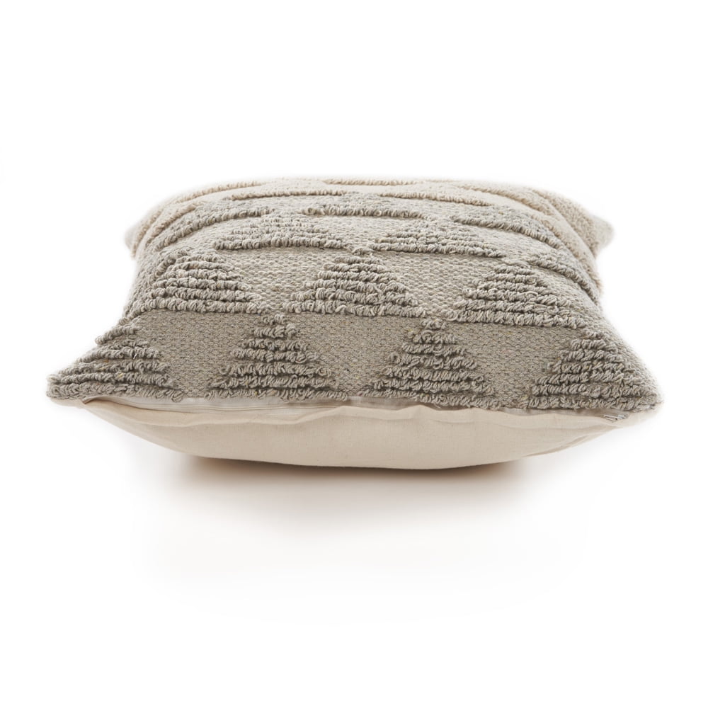Ox Bay 18" x 18" Hand-Woven Cream/ Tan Geometric Organic Cotton Pillow Cover