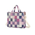 thumbnail image 7 of FORMRS Womens Corduroy Tote Bag Crossbody Shoulder Handbag with Pocket, Pink and Purple Plaid Pattern, 7 of 7