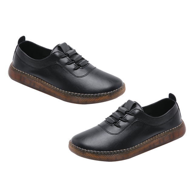 1 par de zapatos de cuero para mujer, zapatos planos, zapatillas elegantes para mujer, zapatos casuales