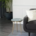 thumbnail image 3 of DecMode 16" x 20" Green Marble Accent Table with Gold Metal Tripod Legs and Zig-Zag Detail, 1-Piece, 3 of 12
