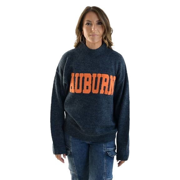 Women's Navy Auburn Tigers Oversized Varsity Sweater