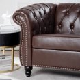 thumbnail image 6 of 1 Seat Sofa Chair Singe Sofa PU Rolled Arm Sofa with Silver Studs Trim and Solid Wooden Legs, Super Classic Living Room Sofa with Supple Leather, Chaise Lounge Sofa TV Sofa Upholstered Arm Sofa, 6 of 9