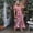 04-Deep Red, variant on Women's Boho Floral Wrap Maxi Dress, V Neck Ruffle Sleeve Split Long Dress, Tie Waist Casual Vacation Beach Party Dress for Women 02-Blue XXL