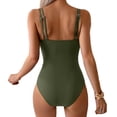 thumbnail image 4 of One Piece Swimsuit for Women Tummy Control Ruched Bathing Suit Push Up Slimming Swim Suit Double Straps Swimwear Black S, 4 of 5