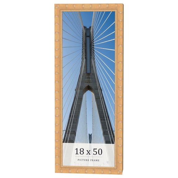 18x50 Light Brown Bamboo Real Wood Picture Frame Width 1.5 inches | Interior Frame Depth 0.5 inches