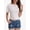White, variant on Women's Round Neck Short Sleeve Twist Front Crop Top Summer Casual Blouse