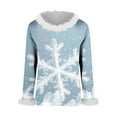 thumbnail image 6 of HOMBOM Womens Graphic Shirts Fuzzy Holiday Long Sleeve Santa Xmas Light Blue Blouse for Female Christmas, 6 of 8