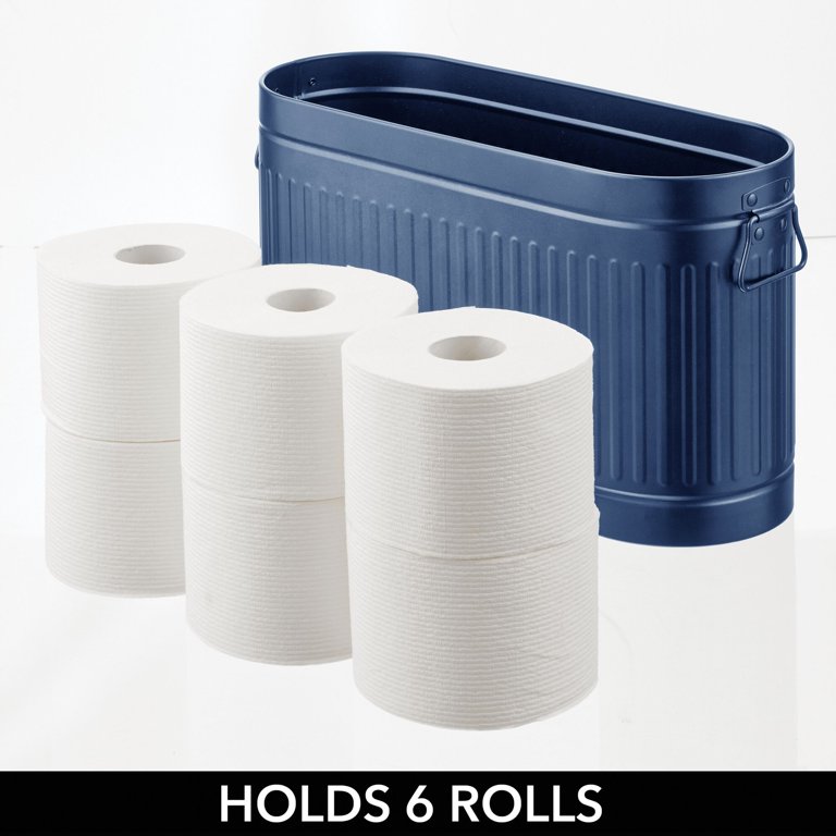 Plastic Floor Stand 3-Roll Space-Saving Toilet Tissue Holder with Cover for  Bathroom Corner in Navy Blue