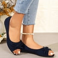 thumbnail image 5 of DIVVce Peep Toe Bow Flats For Women Suede Slip On Comfortable Casual Footwear, 5 of 8