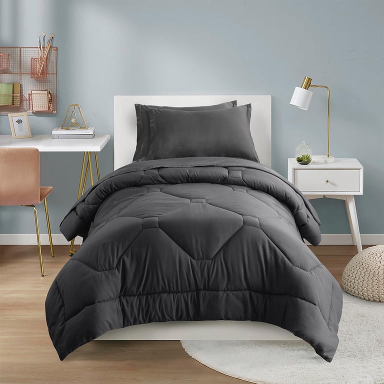 HIG 5-Piece Modern Comforter Set, Twin-XL, Dark Gray photo 7