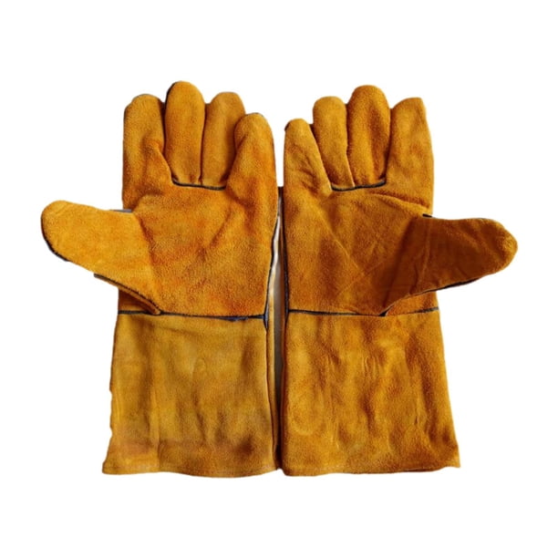 Venta Al Por Mayor De Guantes De Soldadura De Cuero De Vaca Dividida Tela De Lan
