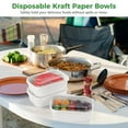 thumbnail image 2 of 25PCS Kraft Paper Bowls, 22oz Disposable Food Containers with Clear Lids, Oilproof Salad Bowls, White Rectangular Treat Bowls for Soup, Snacks, Sushi, Hot Cold Takeout Boxes, Microwave Safe, 2 of 5