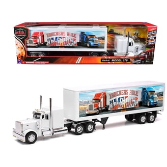 Volvo VN-780 Truck with Flatbed Trailer and Long Pipes White 