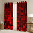 thumbnail image 2 of Manfei Modern Geometric Grid Curtains Pack of 2 (42x84 Each),3D Plaid Pattern Curtains Blackout,Red Black Bedroom Curtains For Boys Kids,Microfiber Bedroom Decor, 2 of 6