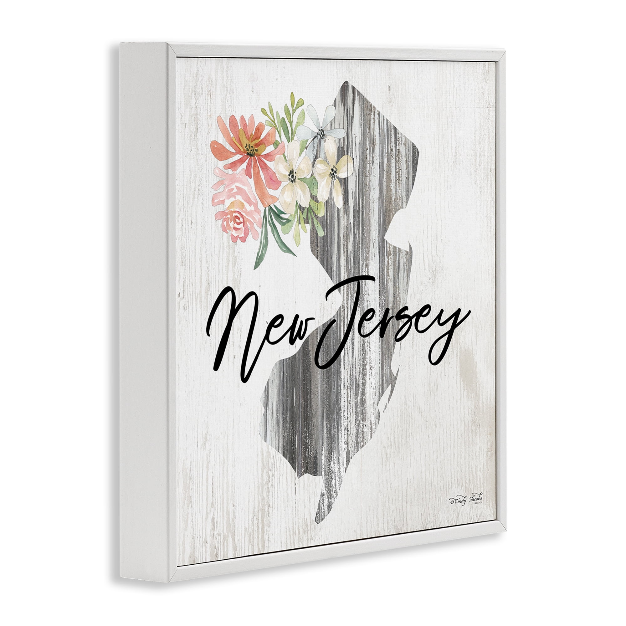 Stupell Industries Shabby Chic New Jersey Botanical & Floral Painting White Framed Art Print Wall Art, 24 x 24