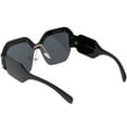 thumbnail image 4 of Oversize Semi Rimless Square Sunglasses Wide Arms Metal Rivets 60mm (Black Black / Smoke), 4 of 4