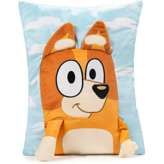 Jay Franco Bluey Bingo 3D Snuggle Pillow - Super Soft Orange Plush Pillow - Measures 15 Inches