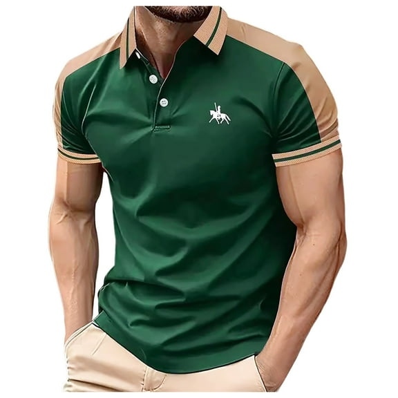 Men's Polo Shirt Short Sleeve Casual Solid Holiday Summer Fashion Button Sports Tees