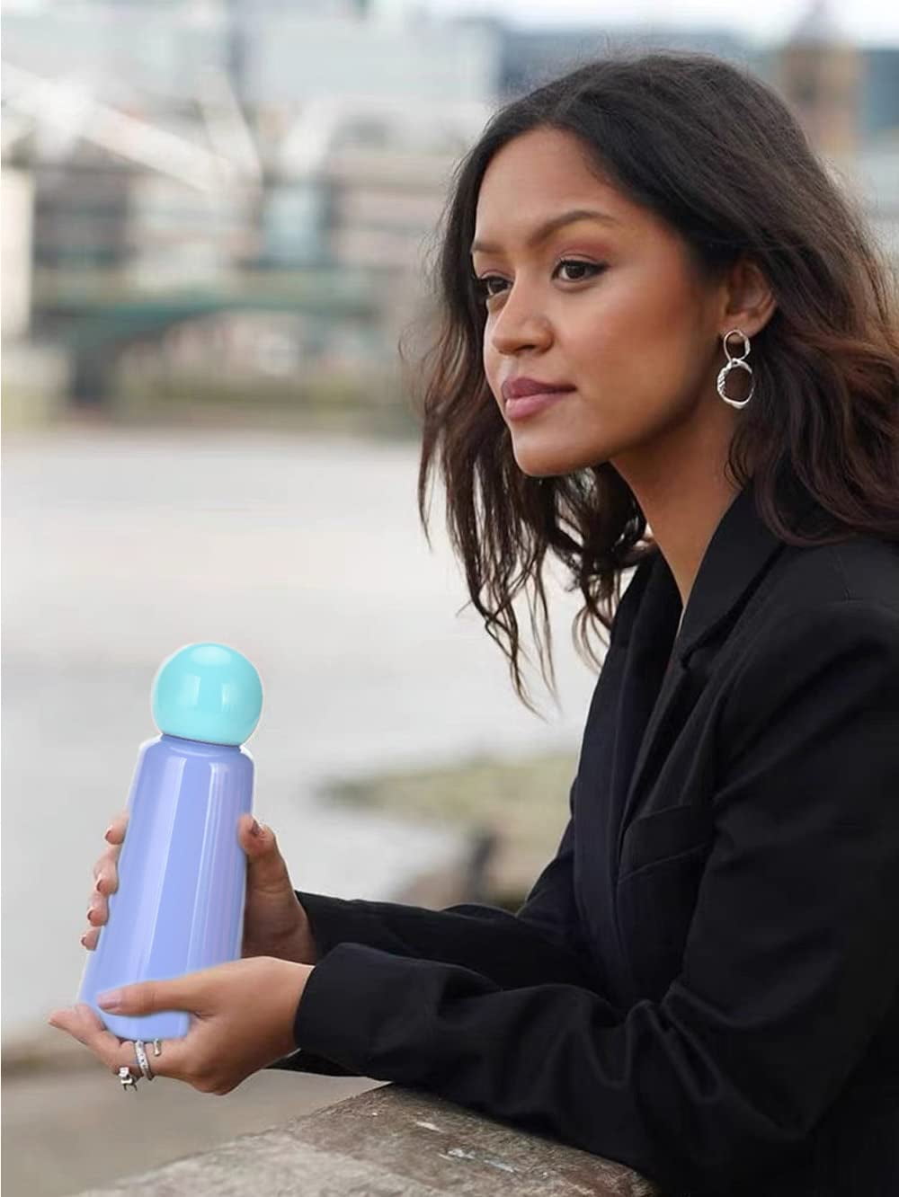 CATPAN 17 oz About 500 ML Stainless Steel Water Bottle - Vacuum Insulated Water Bottle -Hot&cold Drink Metal Water Flask,BPA Free (Blue purple)