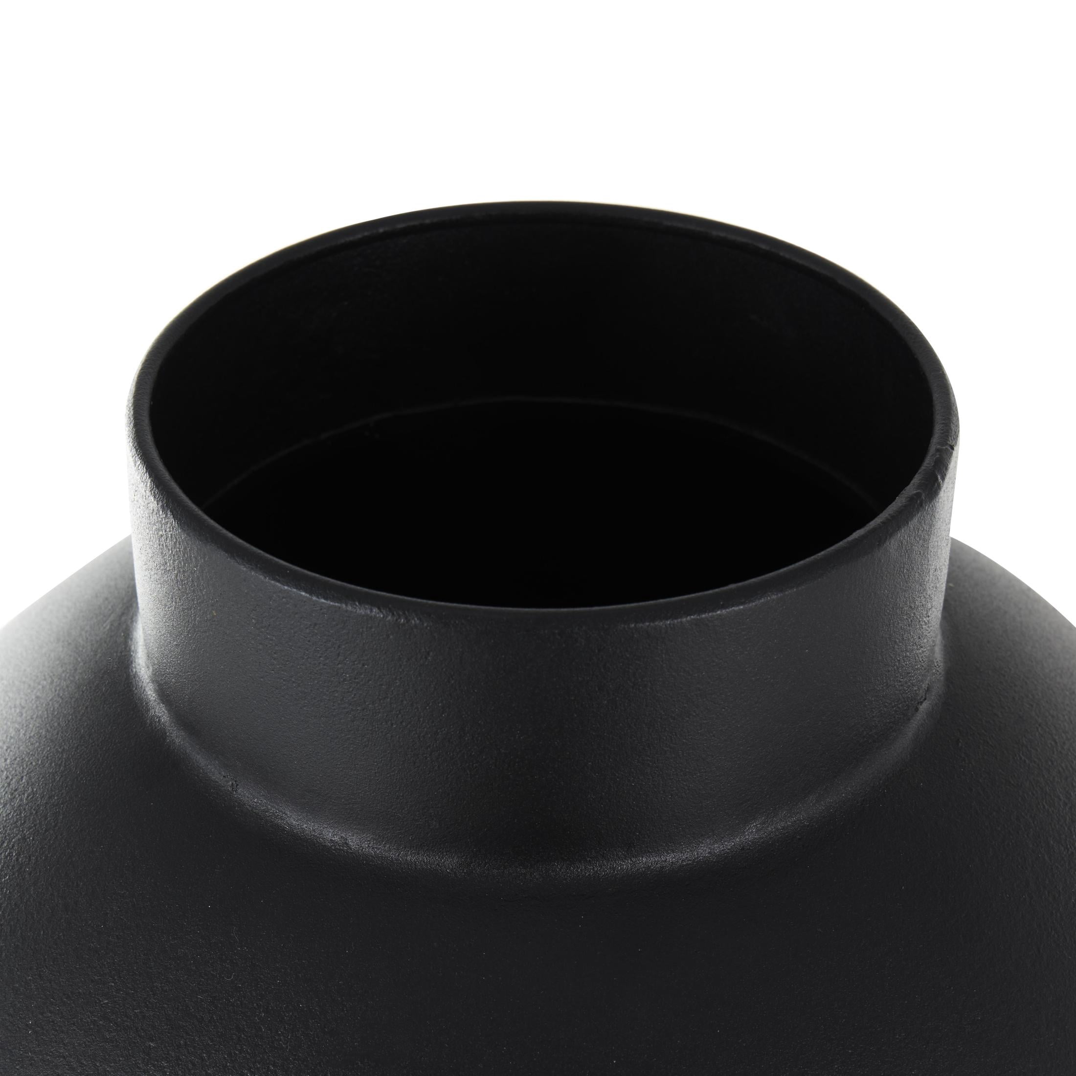 DecMode 37" Black Metal Vase with Narrow Opening