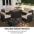 thumbnail image 6 of 9 Piece Patio Furniture Set with 44" Propane Gas Fire Pit Table, Outdoor Sectional Conversation Set Wicker Rattan Sofa Set with Storage Side Table & Coffee Table, 6 of 6