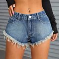 thumbnail image 4 of XuJwPNcy Womens Jean Shorts Summer Low Waisted Stretchy Denim Shorts Comfy Baggy Jeans with Pockets, 4 of 6