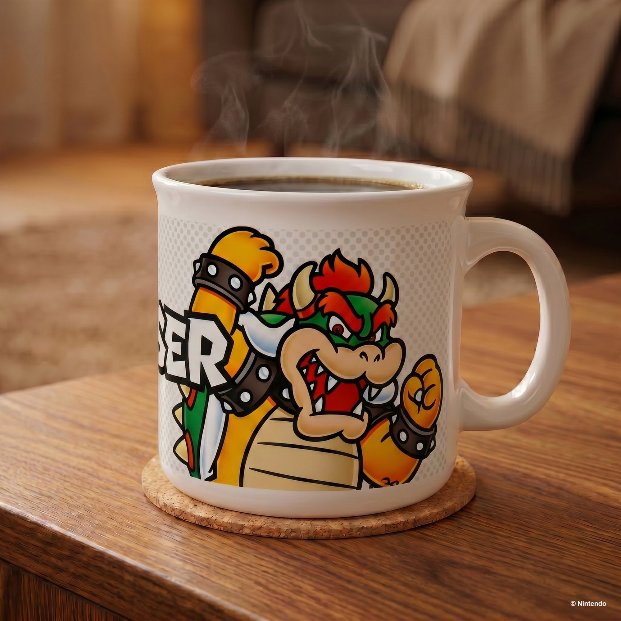 Pyramid America: Super Mario: Bowser Name - 20oz Ceramic Camper Mug - Coffee Tea Cup, Microwave-Dishwasher Safe, Video Game Fan Collectible, Licensed