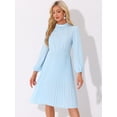 thumbnail image 3 of DARING DIVA Work Shirt Long Sleeve Pleated Midi Dress M Light Blue, 3 of 6