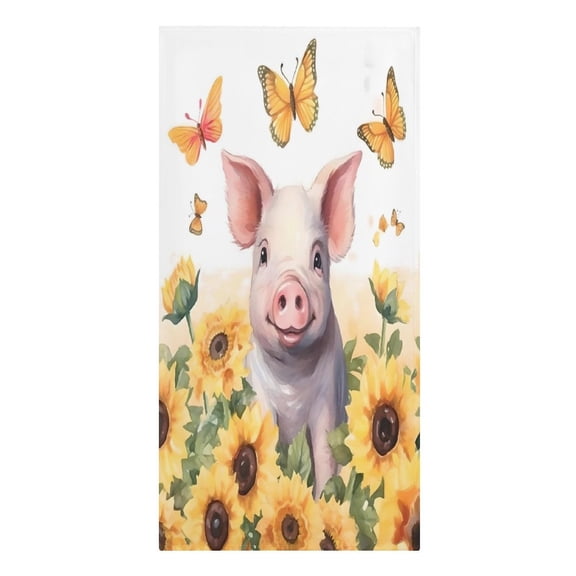 RKSupls Pig Sunflowers Butterflies Cute Microfiber Beach Towel Absorbent Compact Towels for Swimming Pool Beach Travel Things for Vacation Essentials Adult Gift,61.4×30.3Inch