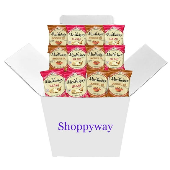 Miss Vickie's Sea Salt and Smokehouse BBQ Potato Chips, 1.375 oz Bags, Pack of 12, Bundled by Shoppyway