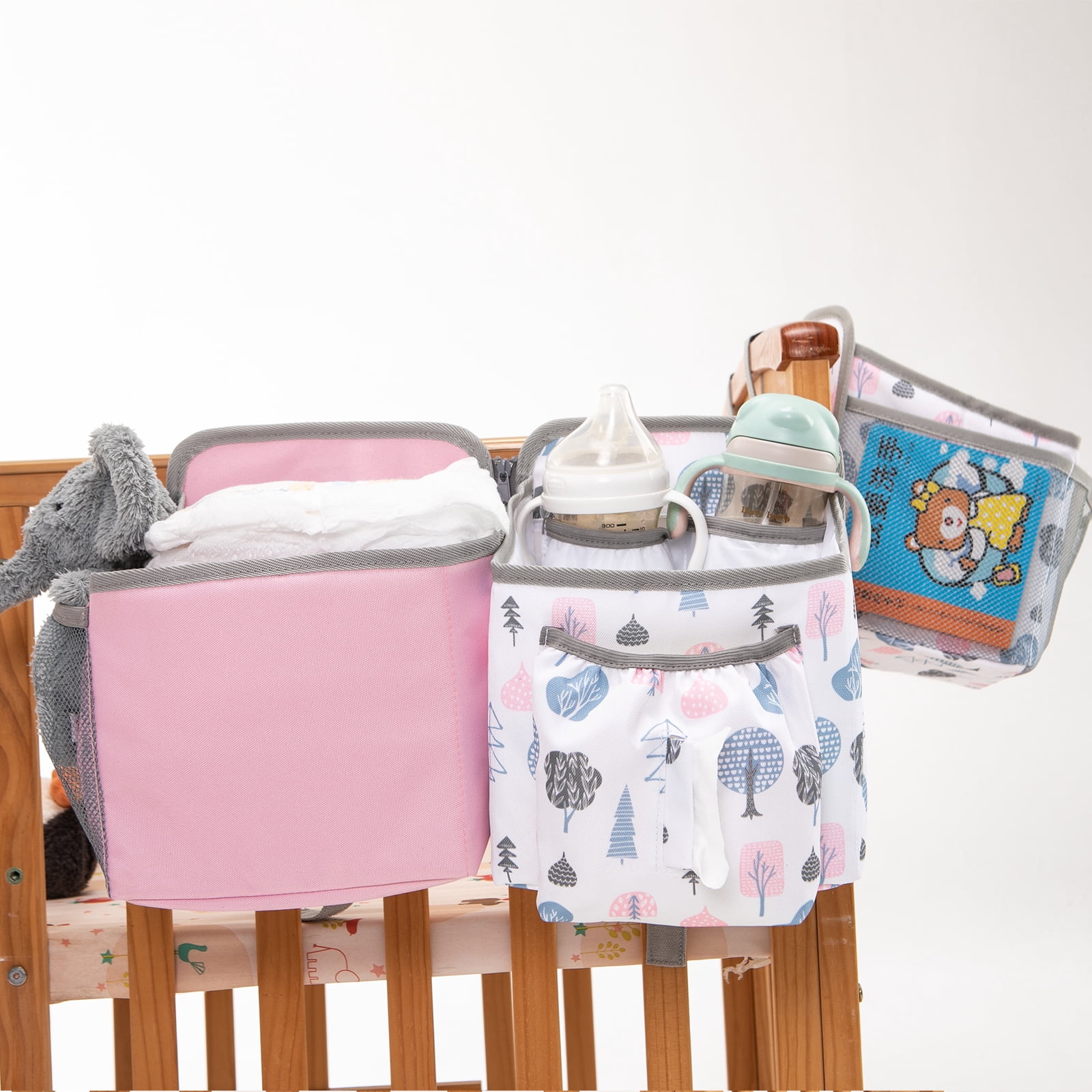 Baby Stroller Organizer Bag Bedside Caddy Diaper Storage Bin Hanging Storage Bag for Baby Bed/Baby Cart