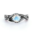 thumbnail image 3 of JeenMata Anillo de Compromiso con Diseño Único de Infinito de Piedra Lunar y Moissanita de Corte Redondo de 1,5 Quilates en Oro Negro de 18 K sobre Plata, 3 of 6