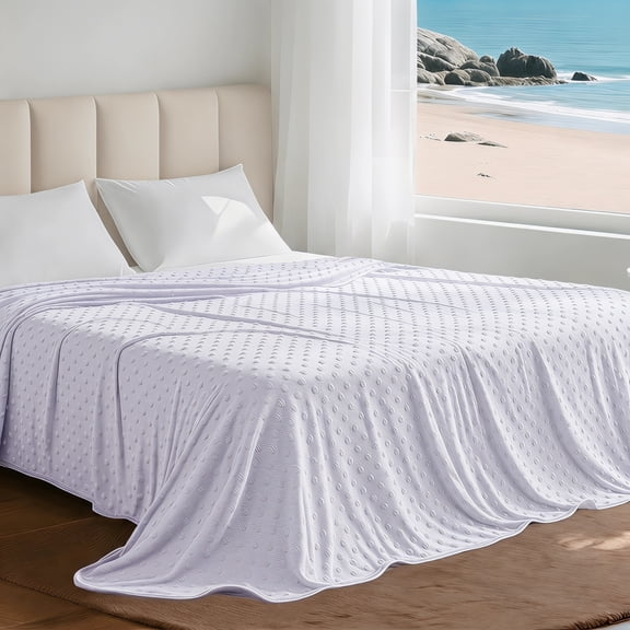 Cooling Blanket for Hot Sleepers, Lightweight Temperature Regulating Bed Blanket, Breathable Summer Blanket for Bedroom Purple Throw