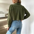 thumbnail image 5 of cocolona Cropped Jackets for Women Lapel Button Down Trendy Tops Casual Long Sleeve Fall Short Outerwear, 5 of 7