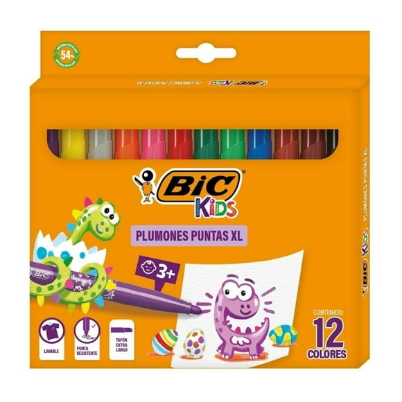 Plumones Lavables Bic Visa XL gama de colores 12 piezas