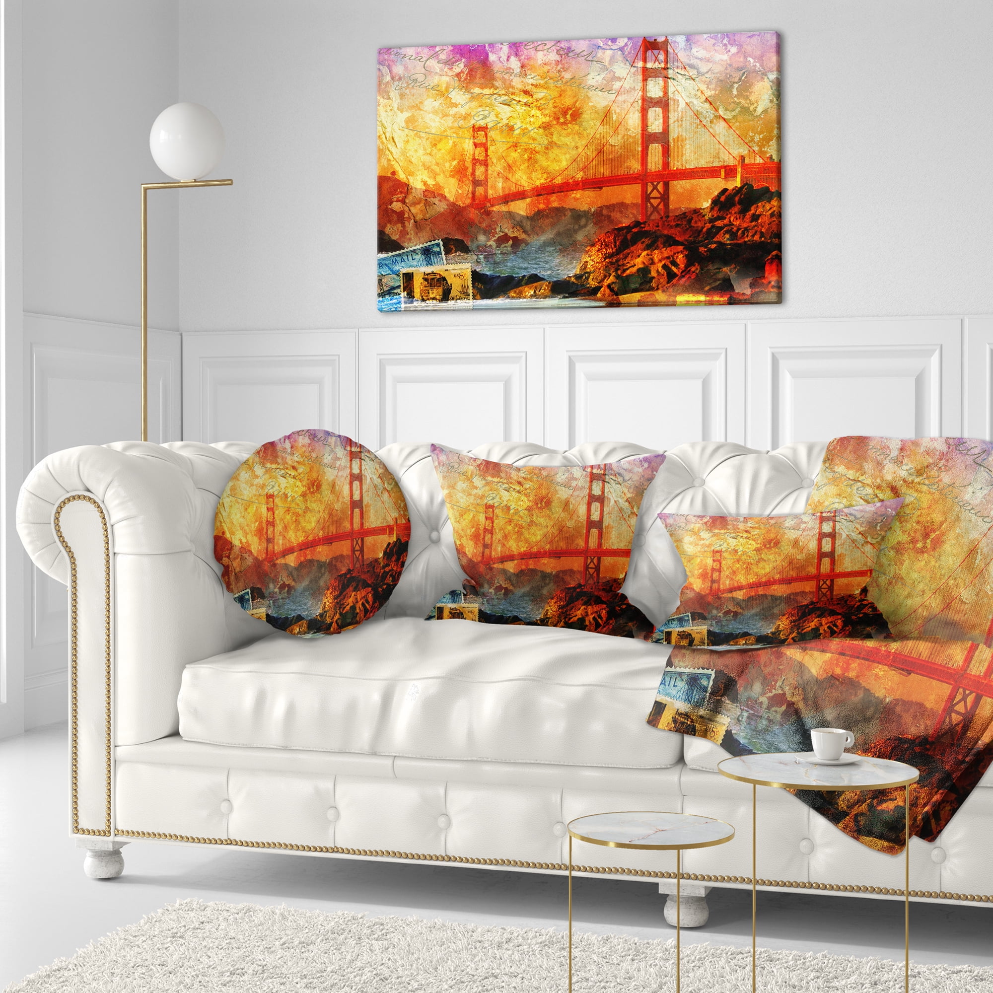 Designart San Francisco Bridge - Contemporary Throw Pillow - 12x20