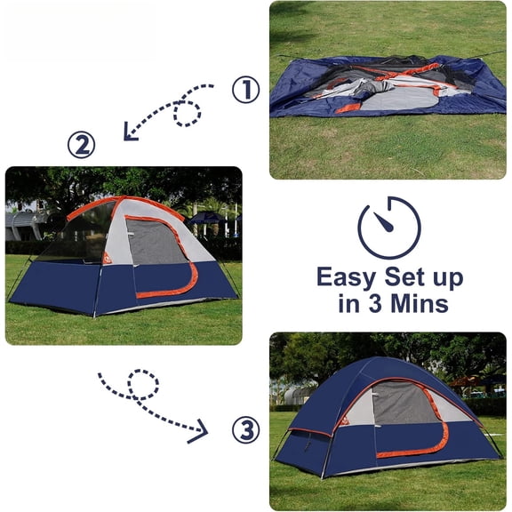 Camping Tent 2 Person, Waterproof Windproof Tent with Rainfly Easy Set up-Portable Dome Tents for Camping…