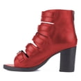 thumbnail image 3 of YDN Fashion Women's Open Peep Toe Sandal Boots High Chunky Block Heels Multiple Buckle Strao and Back Zipper Ankle Booties Dressy Casual Cutout Shoes Size 10.5 Red, 3 of 5