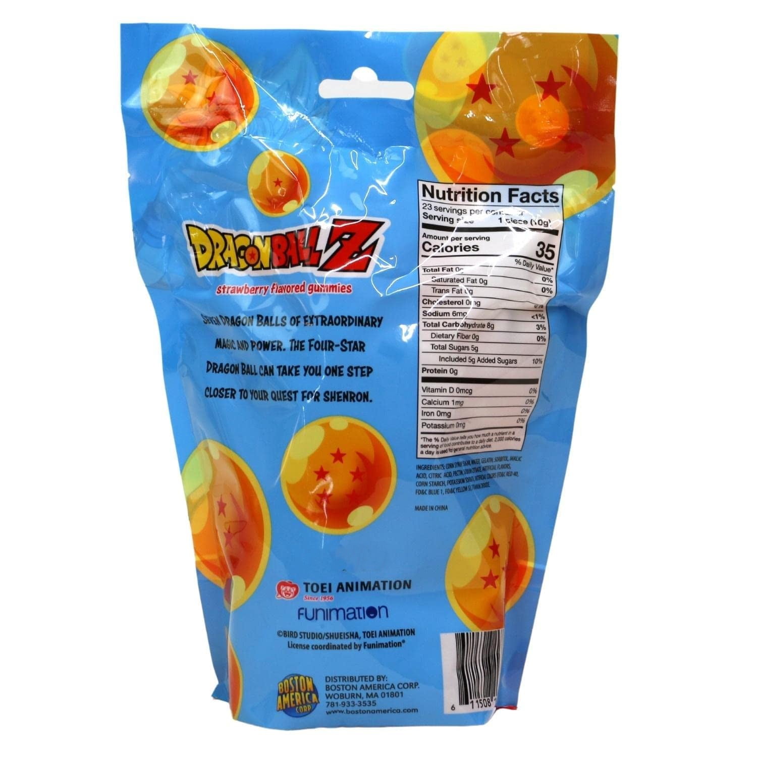Boston America Strawberry Flavored Gummy Candy Bag - Dragon Ball Z, 8 oz