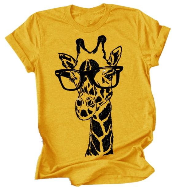 plannen kopiëren Vruchtbaar Giraffe Print Graphic Short Sleeve T-Shirt Plus Size Women Tops -  Walmart.com