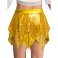 thumbnail image 5 of YiZYiF 2Pcs Girls Metallic Shiny Sequin Crop Top with Skirt for Jazz Latin Ballroom Dance Outfit Set Gold 16, 5 of 7