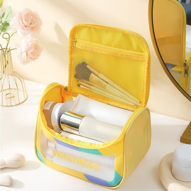 Fiudx Neceser Translúcido de Pvc Esmerilado, Organizador de Viaje, Impermeable, para Colgar Artículos de Tocador, Gran Capacidad para Maquillaje, Uso Diario, Ideal para Adultos, Fácil de Limpiar y Po