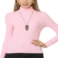 thumbnail image 3 of Chemise à Manches Longues pour Femmes Décontractée Couleur Unie Thermique Col Roulé Chemises Blouse Noir 3TG, 3 of 3