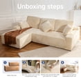 thumbnail image 3 of Sonovafurn Corduroy L-Shaped Sectional Sofa, Boneless Cloud Couch with Memory Foam & Pocket Springs, No Assembly Required Modular Chaise Sofa, Beige, 3 of 9