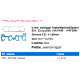 thumbnail image 2 of Lower and Upper Intake Manifold Gasket Set - Compatible with 1994 - 1997 GMC Sonoma 2.2L 4-Cylinder 1995 1996, 2 of 2