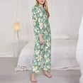 thumbnail image 3 of Honeii Lilies Flowers print Women's Pajama Sets Long Sleeve Button Down Sleepwear Nightwear Soft Pjs Lounge Sets-Small, 3 of 7