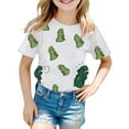 thumbnail image 2 of YUEHUA Girls Short Sleeve T-Shirts Kids Cute Graphic Basic Tees Fashion Summer Crewneck Tops 5-14 Years, 2 of 4